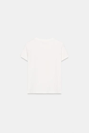 T-SHIRT MANCHES COURTES IMPRIMÉ FLEUR - Blanc de Zara - Image 3