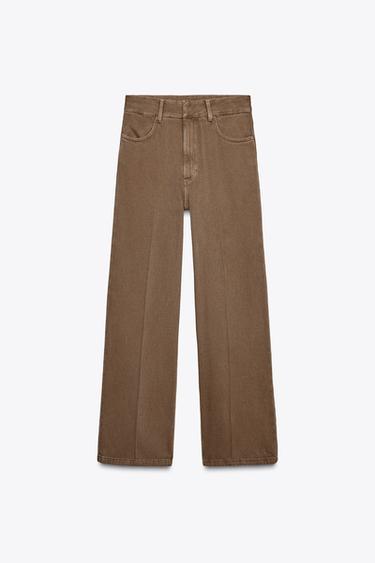 ZW COLLECTION HIGH-WAIST WIDE-LEG JEANS - Brown by Zara - Image 0