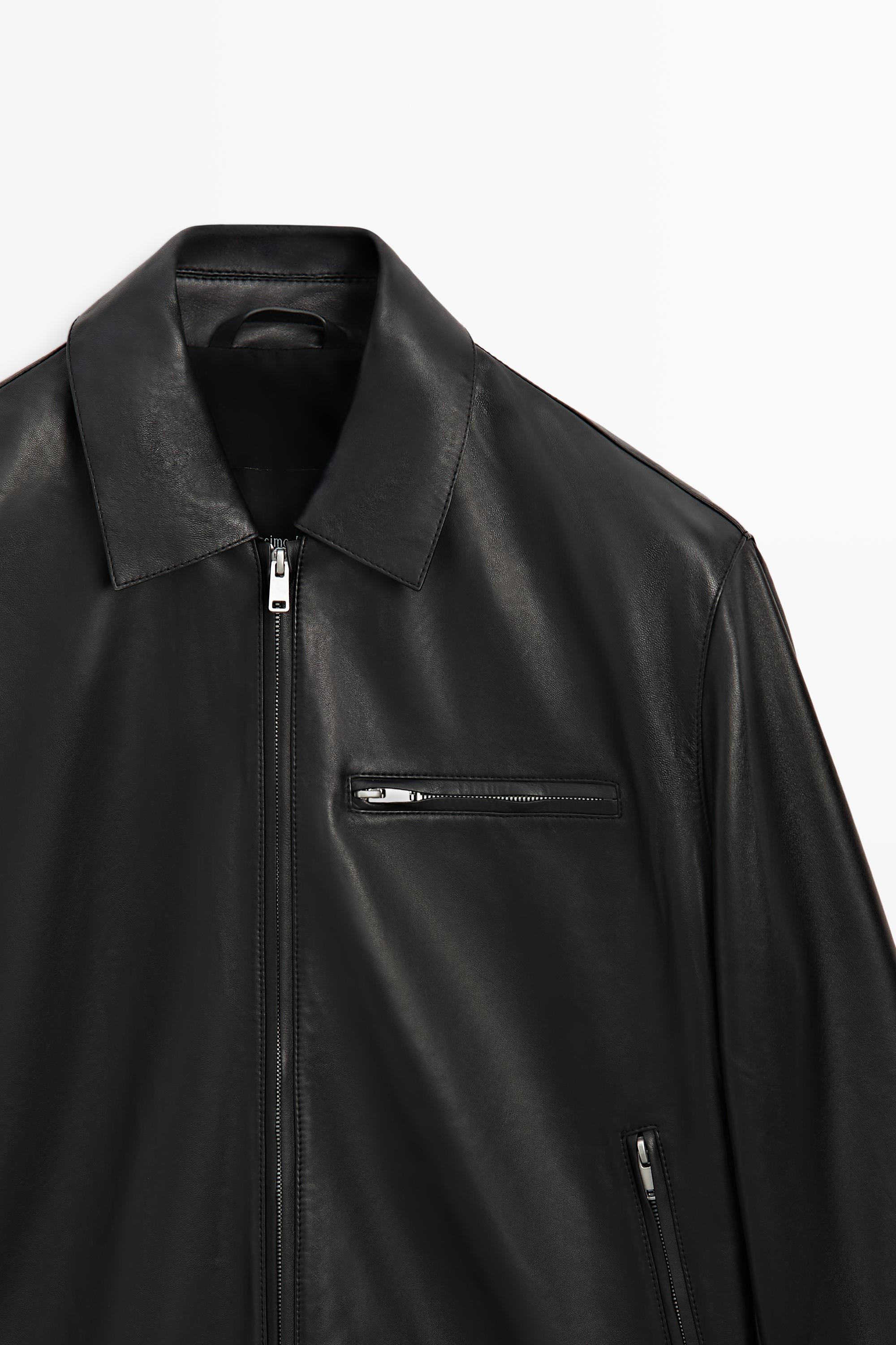 Nappa leather jacket with pocket detail