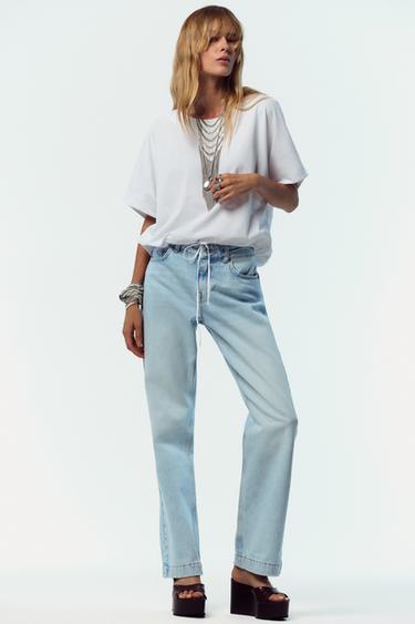 COTTON T-SHIRT WITH TIES - White by Zara