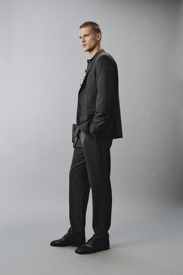 PANTALON DE COSTUME À RAYURES - Gris anthracite de Zara - Image 3