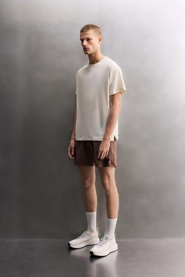 TECHNICAL TEXTURED T-SHIRT - Ecru / Marl by Zara - Image 3