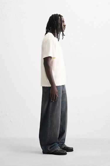 IRREGULAR TEXTURE T-SHIRT - Oyster-white by Zara - Image 3