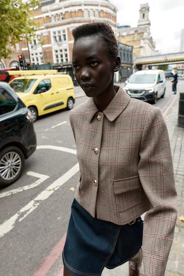 SHORT HOUNDSTOOTH BLAZER - Multicoloured by Zara - Image 6