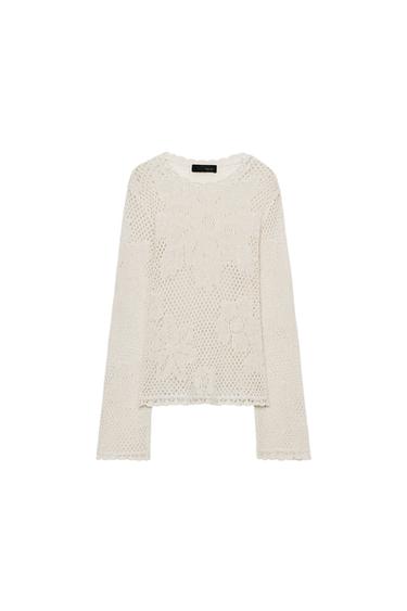 POINTELLE KNIT JUMPER - Sand by Zara
