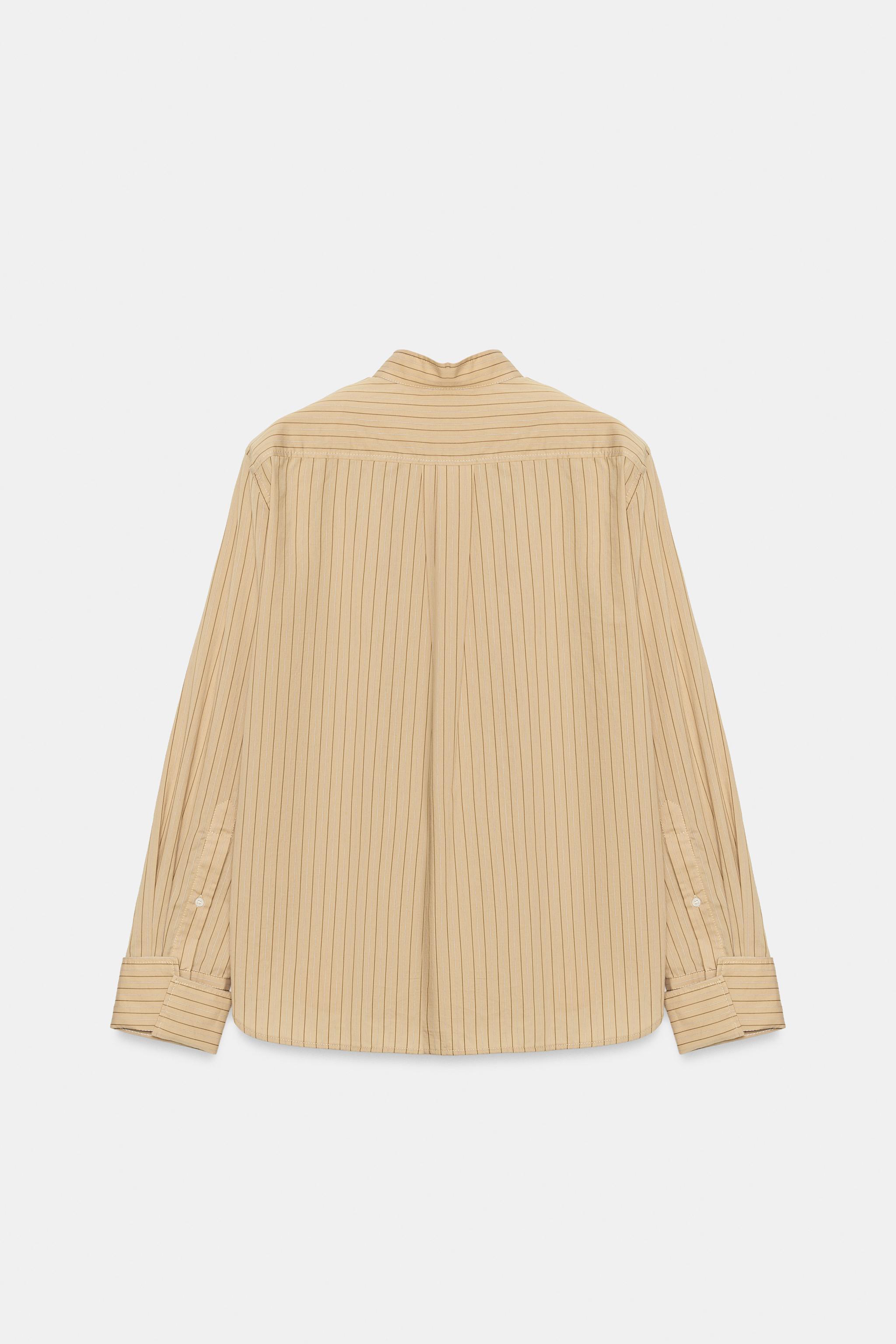 STRIPED SHOULDER-PAD SHIRT