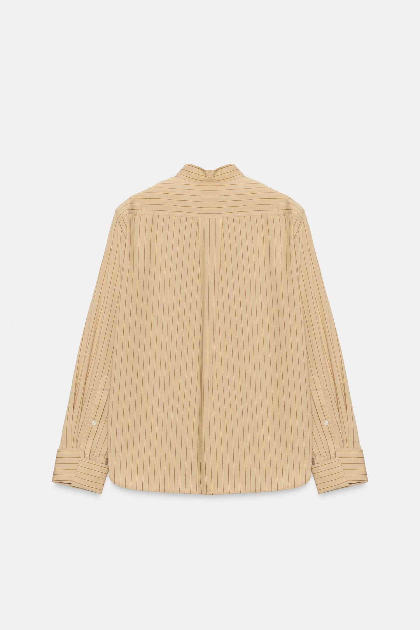 Женская рубашка Zara Striped Shoulder-Pad, цвет: Серо-коричневый коричневый — фото 8