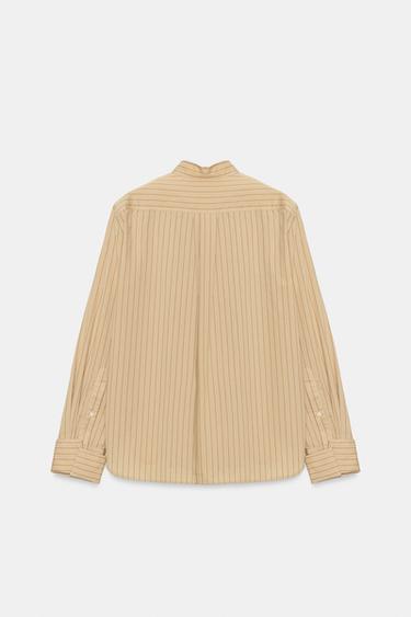 CHEMISE À RAYURES AVEC ÉPAULETTES - Marron clair de Zara - Image 7