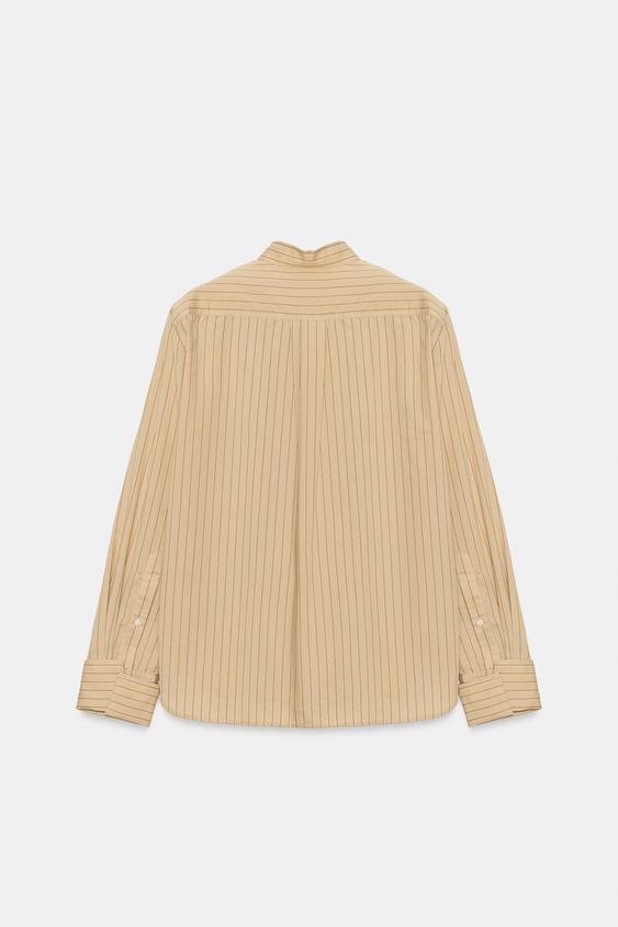 CHEMISE À RAYURES AVEC ÉPAULETTES - Marron clair de Zara - Image 7
