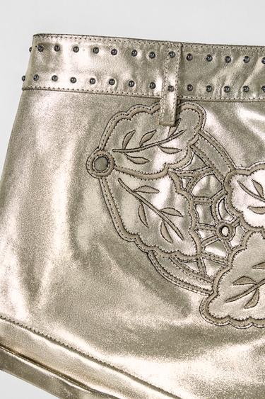 SHORT MÉTALLISÉ EN CUIR KATE MOSS X ZARA - Argent de Zara - Image 3