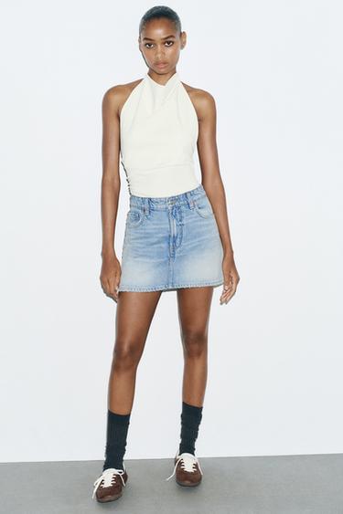 TRF DENIM SKORT - Light blue by Zara