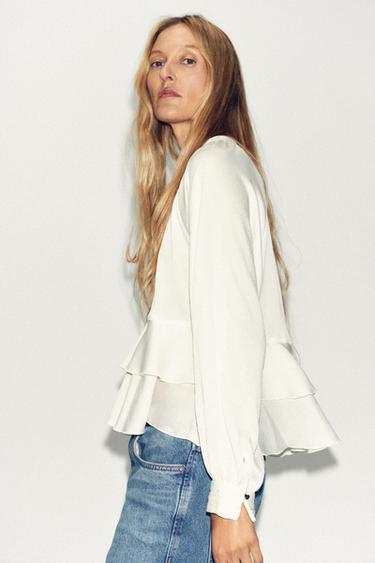 BLOUSE À VOLANTS - Écru de Zara - Image 2