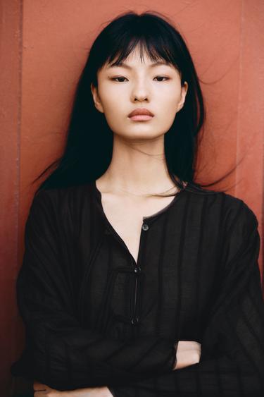 Zara ZW COLLECTION 飾帶中長版洋裝 - 黑色