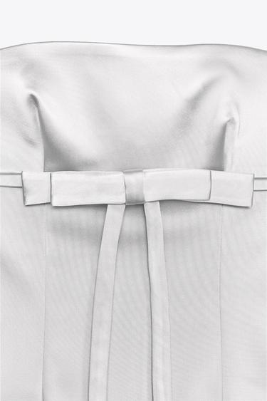 ROBE SATINÉE BUSTIER AVEC LACET - Gris perle de Zara - Image 6
