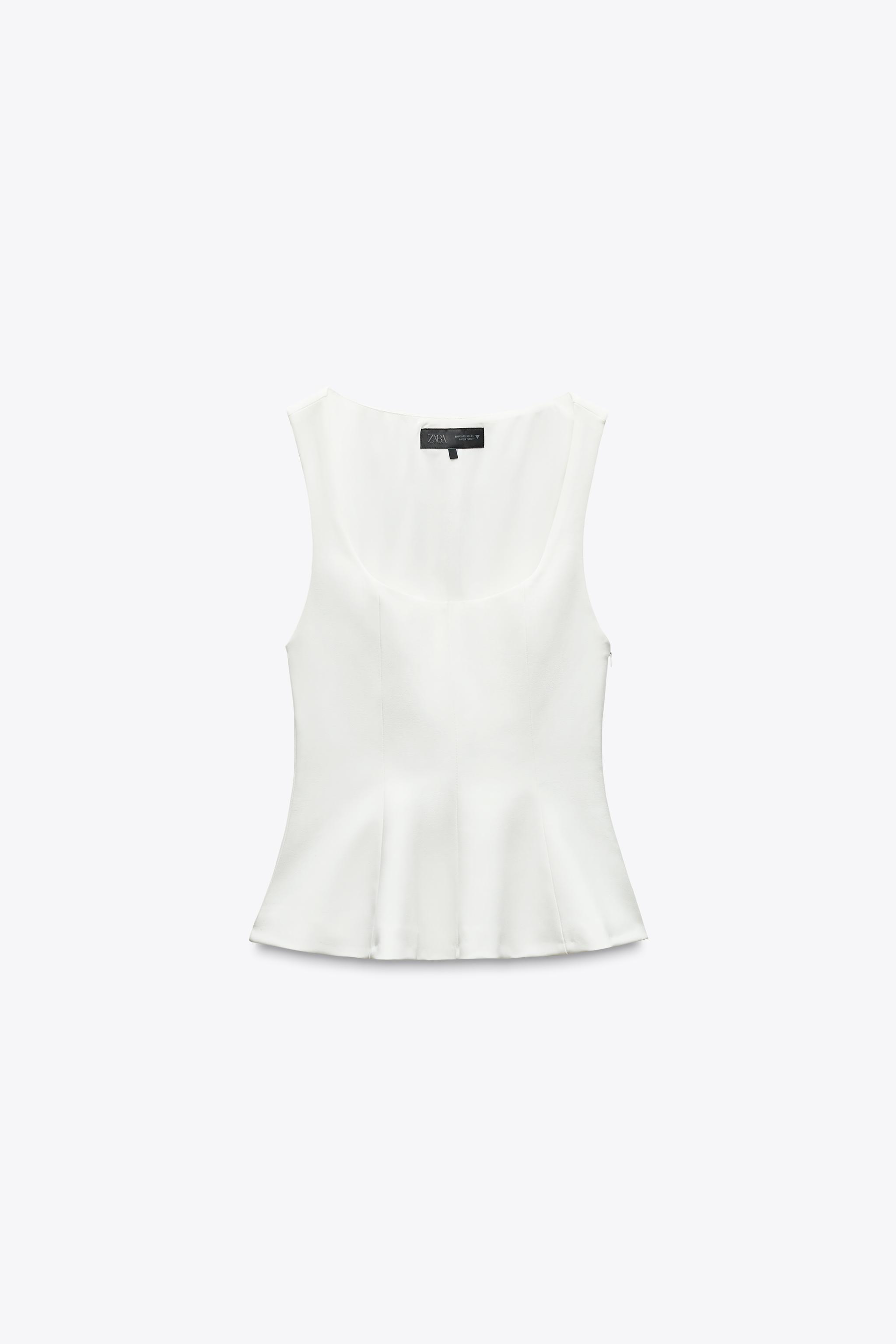 STRETCHY PEPLUM TOP - Black | ZARA United States