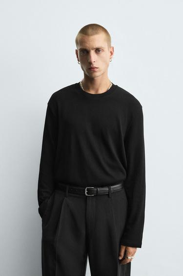 JERSEY ALGODÓN LAVADO - Negro de Zara