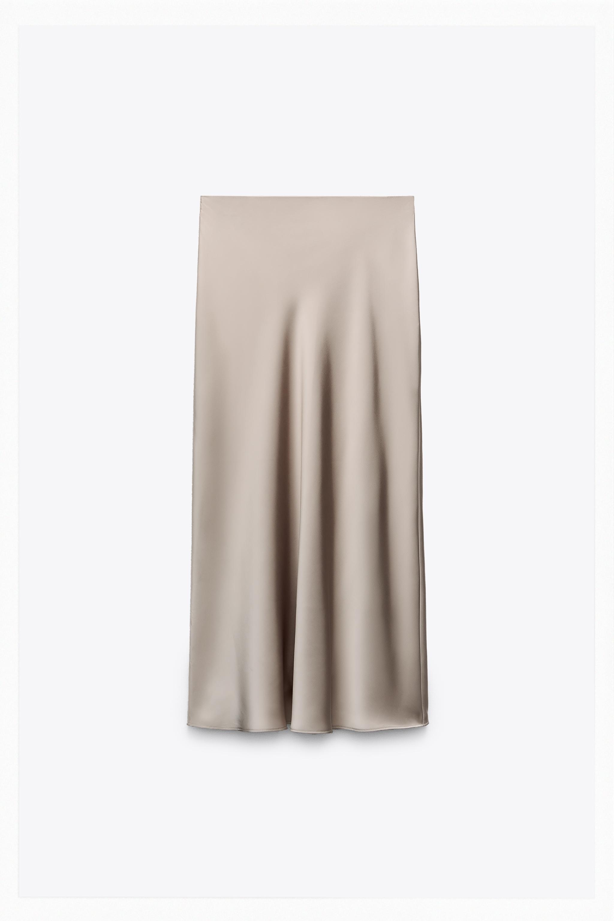SATIN EFFECT MIDI SKIRT - Burgundy | ZARA United States