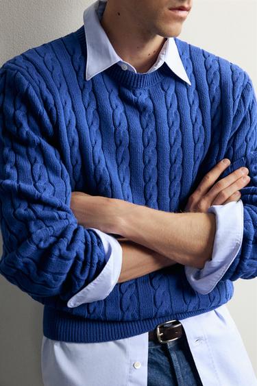 Zara AARON LEVINE X ZARA 麻花編織針織衫 - 藍色