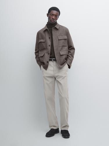 Zara Herringbone wool blend cardigan - Mink - Image 0