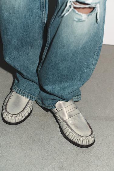 GATHERED LEATHER LOAFERS - white by Zara