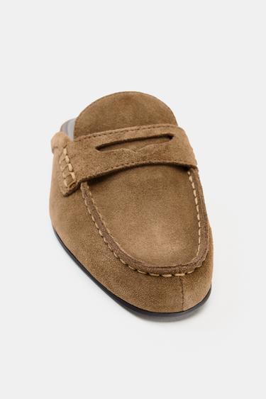 SPLIT SUEDE MULE LOAFERS - Brown by Zara - Image 3
