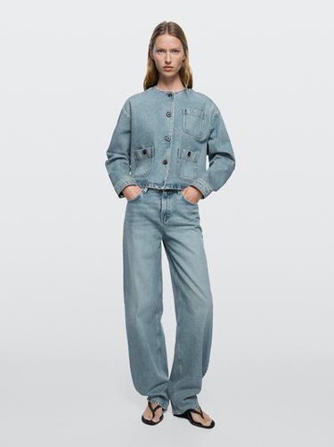 Chaqueta corta denim - Azul agua de Zara - Imagen 0