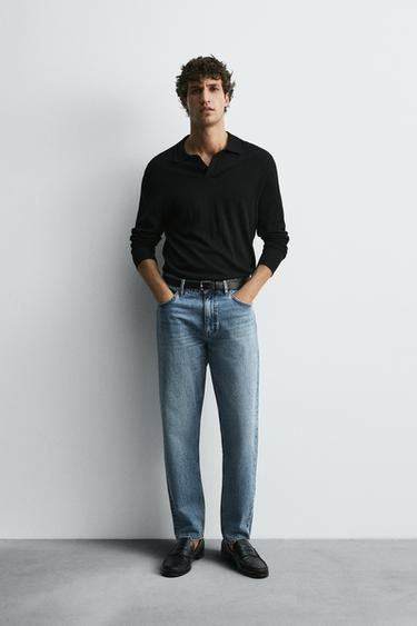 SLIM FIT TAPERED JEANS - Mid-blue by Zara