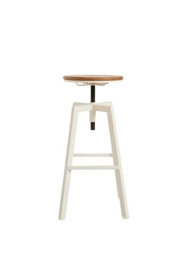 WOOD AND METAL SWIVEL BAR STOOL - Cream by Zara