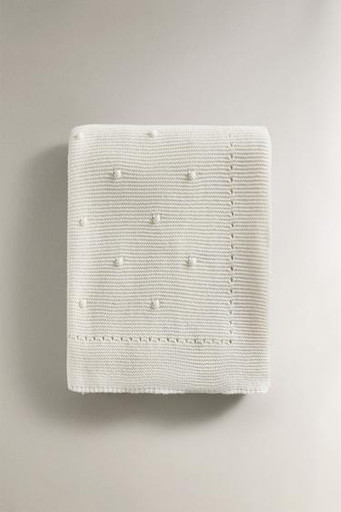 CHILDREN’S KNIT BLANKET - Ecru by Zara
