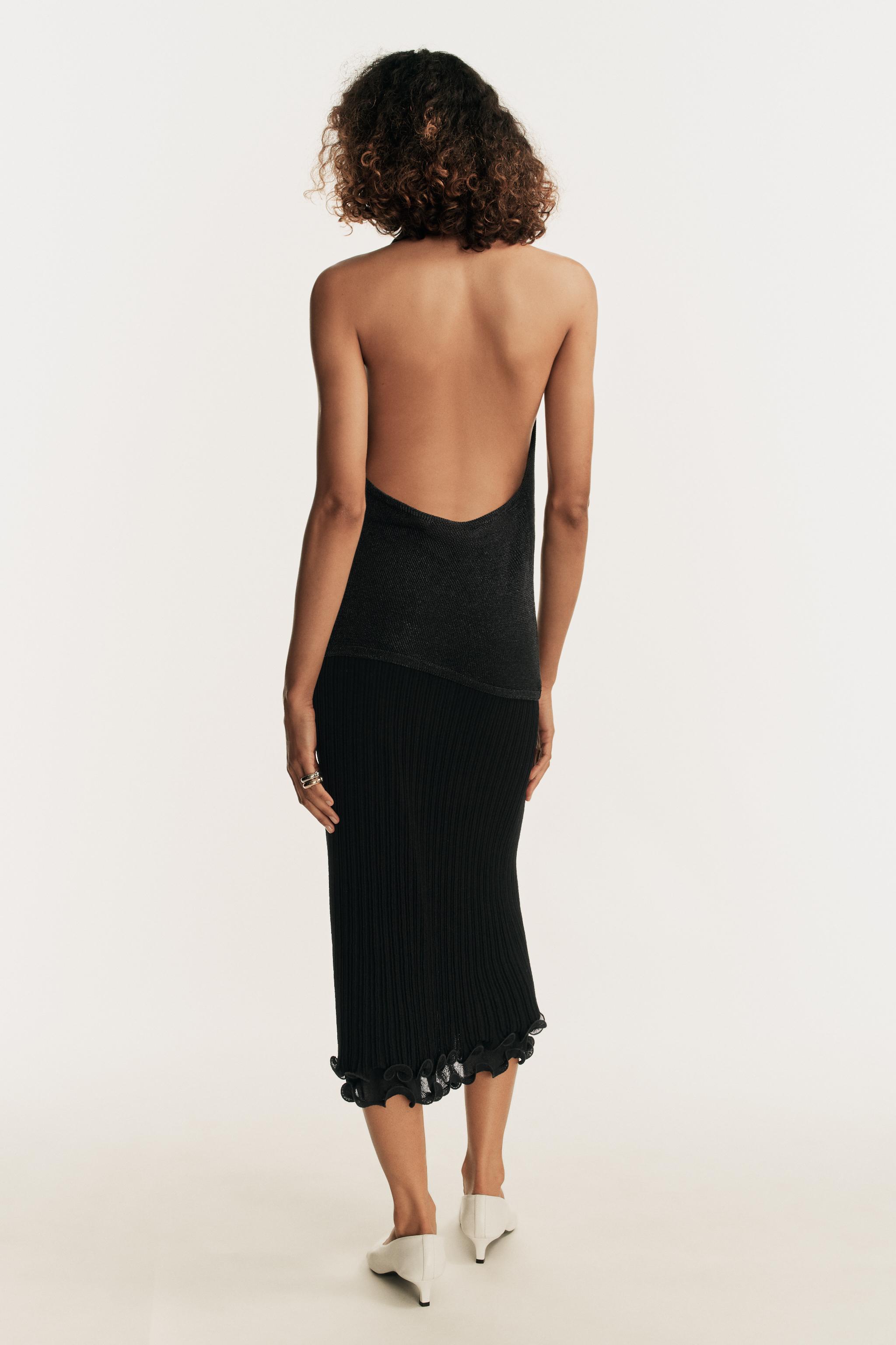 Zara METALLIC THREAD HALTER KNIT TOP — фото 5