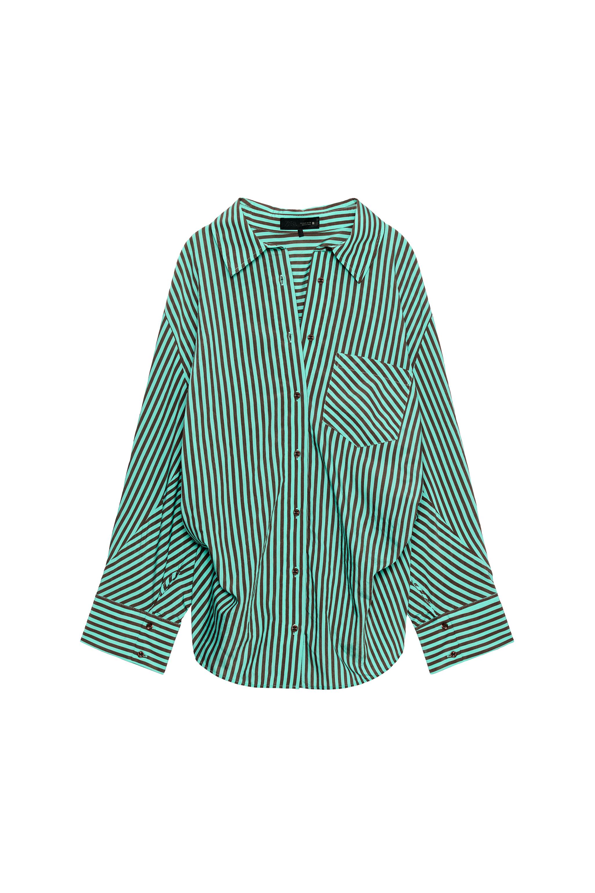 OVERSIZED STRIPED SHIRT - Washed green | ZARA United States