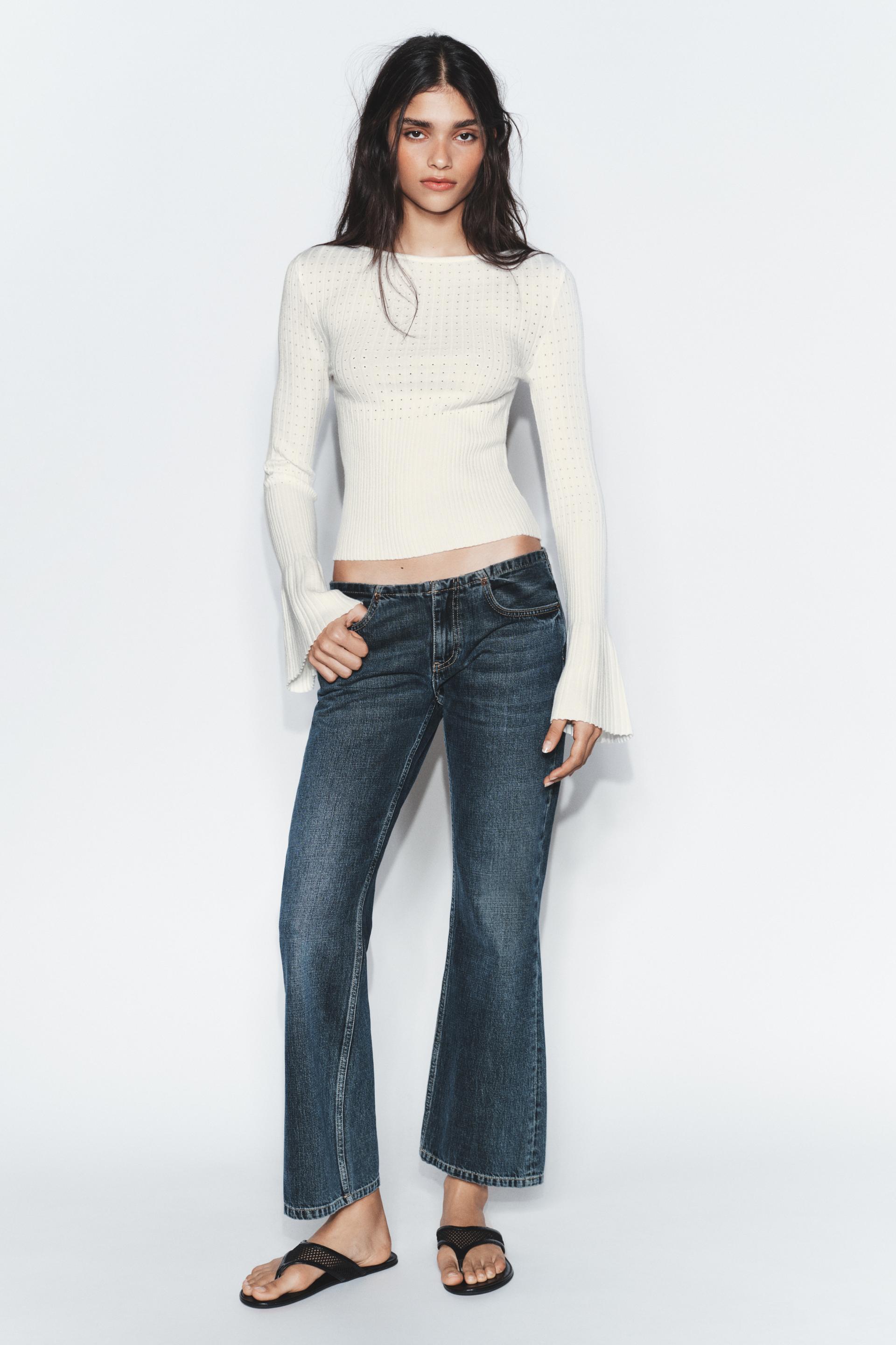 Pointelle Flared Sleeve Jumper
