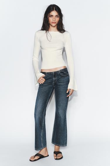 POINTELLE FLARED SLEEVE JUMPER - Ecru by Zara