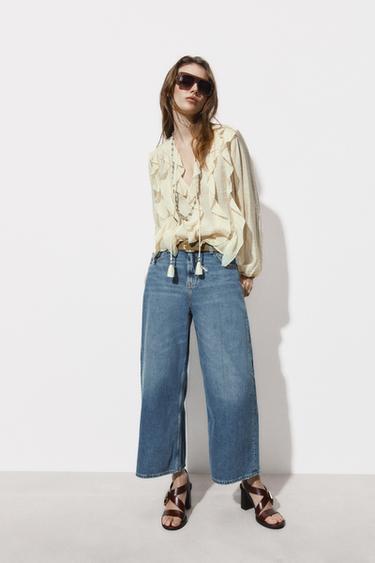 Zara RUFFLED ROMANTIC BLOUSE - Butter - Image 0