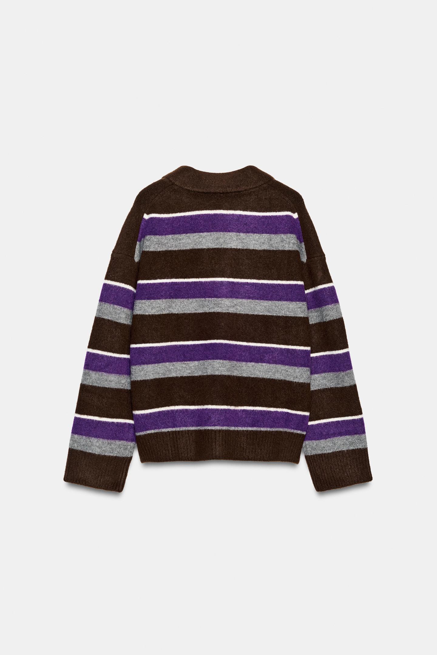 Женское поло Zara Striped Knit Polo, цвет: Разноцветный — фото 2