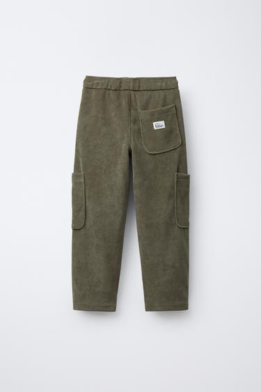 PANTALON EN VELOURS CÔTELÉ À POCHES - Vert sauge de Zara - Image 1