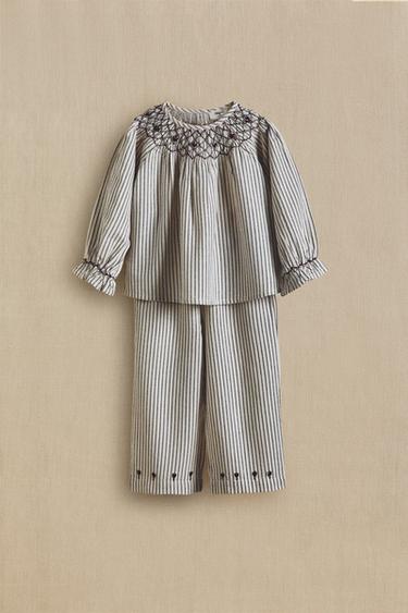 SET OF CHILDREN'S STRIPED CHRISTMAS PYJAMAS WITH GATHERING (SET OF 2) - Oyster-white by Zara - Image 5