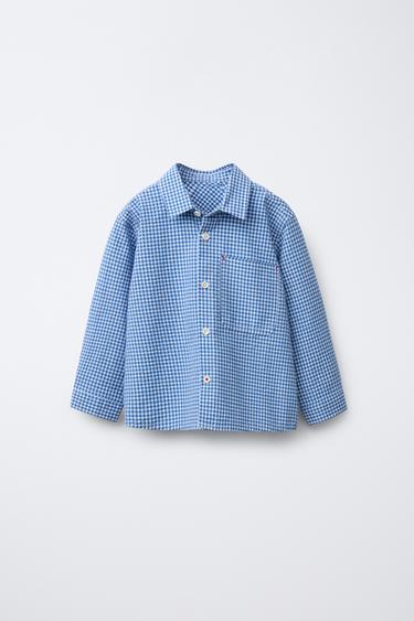 CHEMISE À POCHE À CARREAUX VICHY - Bleu de Zara