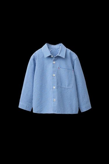 Zara POCKET GINGHAM SHIRT - Blue - Image 0