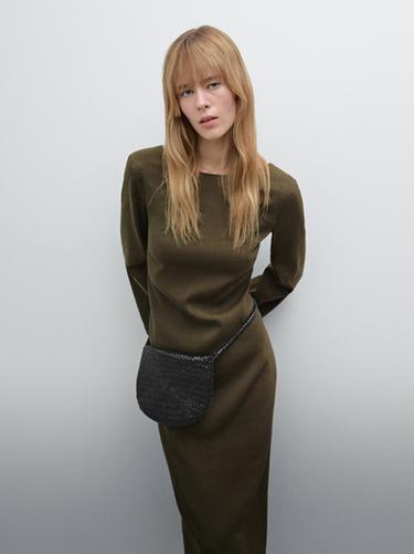 Zara Linen blend midi dress with back detail - Green