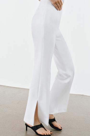 FLARE TROUSERS WITH VENTS ZW COLLECTION - White by Zara