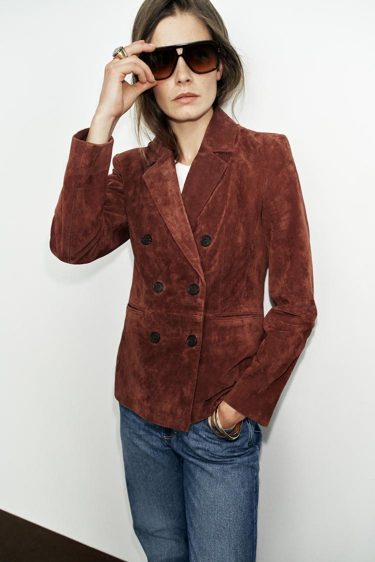 Blazer entallado de cuero 100% 5