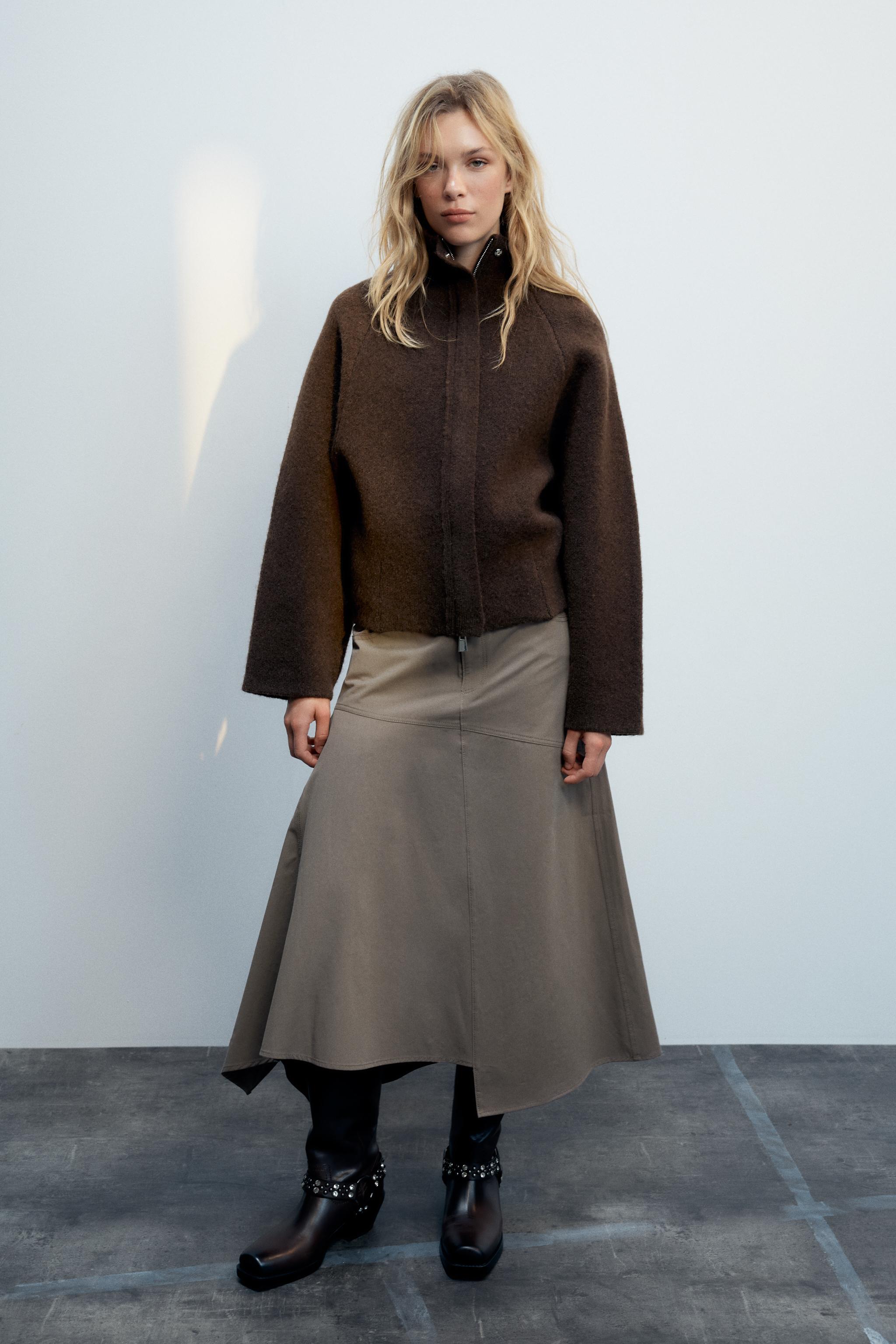 ZIP-UP KNIT CARDIGAN - Dark brown | ZARA New Zealand