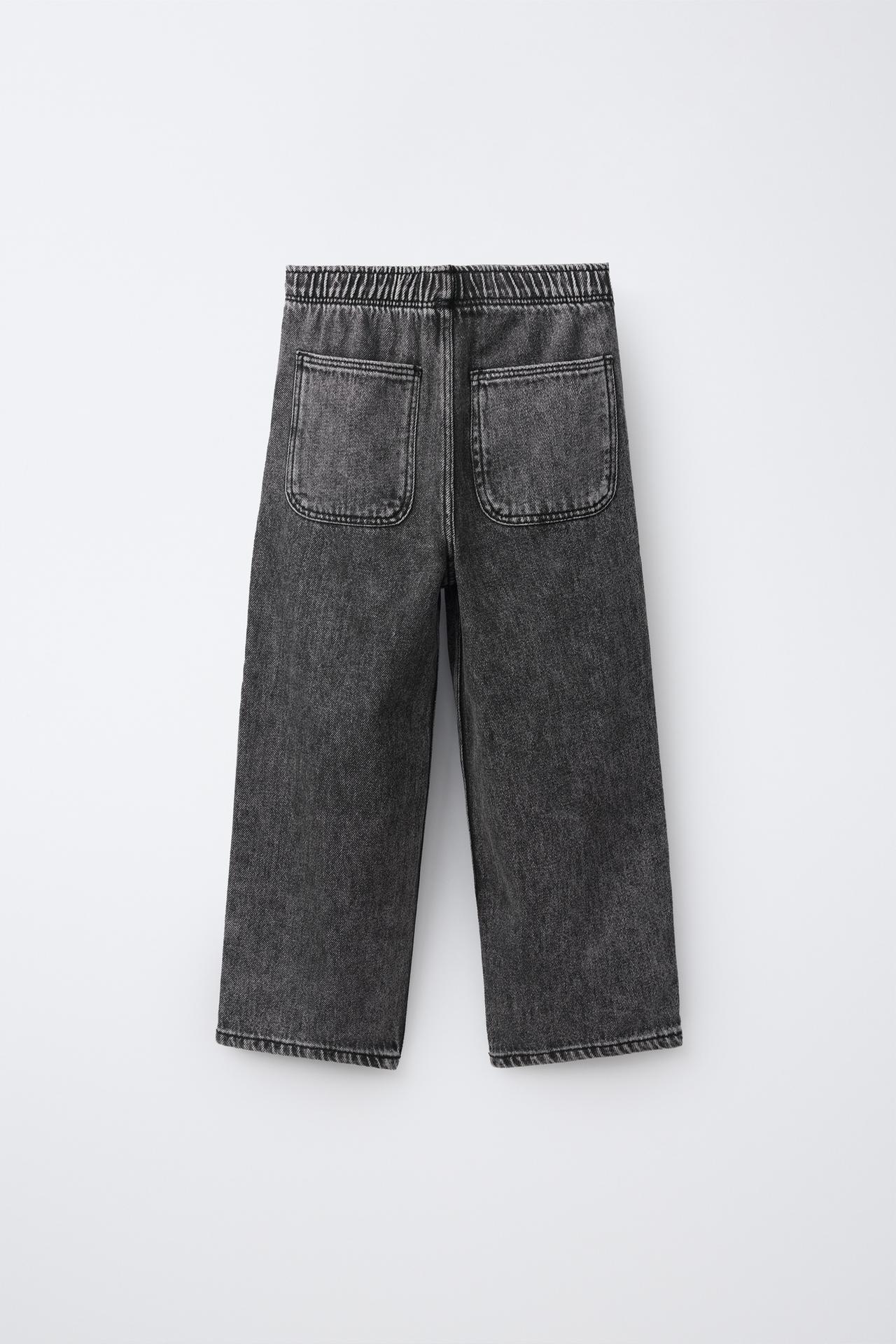 WASHED LOOSE JEANS — Black
