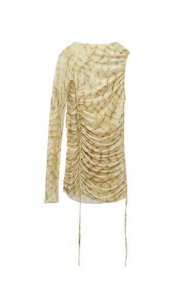 PRINTED TULLE ASYMMETRIC TOP