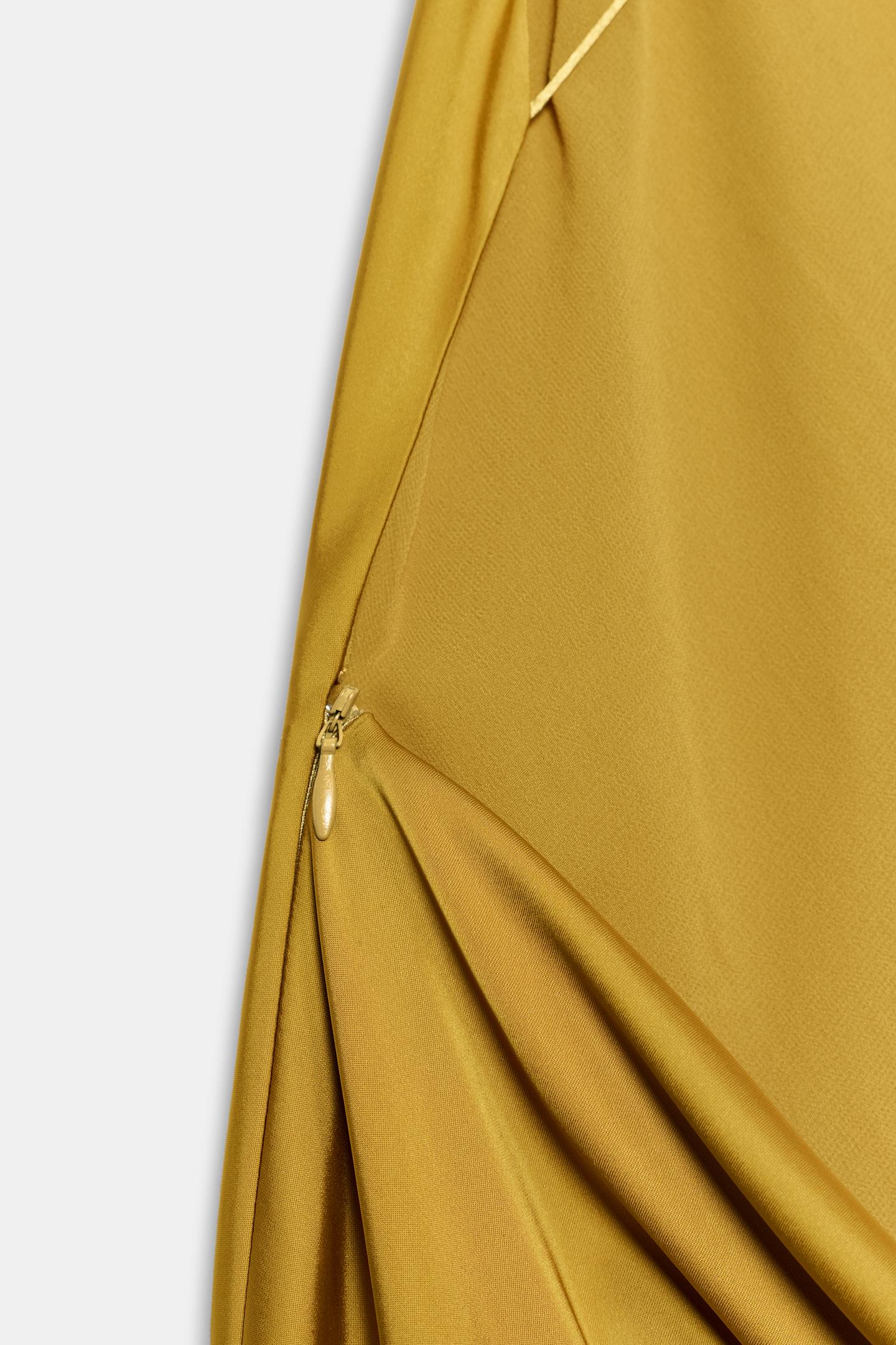 Женское платье Zara Satin Backless MIDI, цвет: Золотой — фото 8
