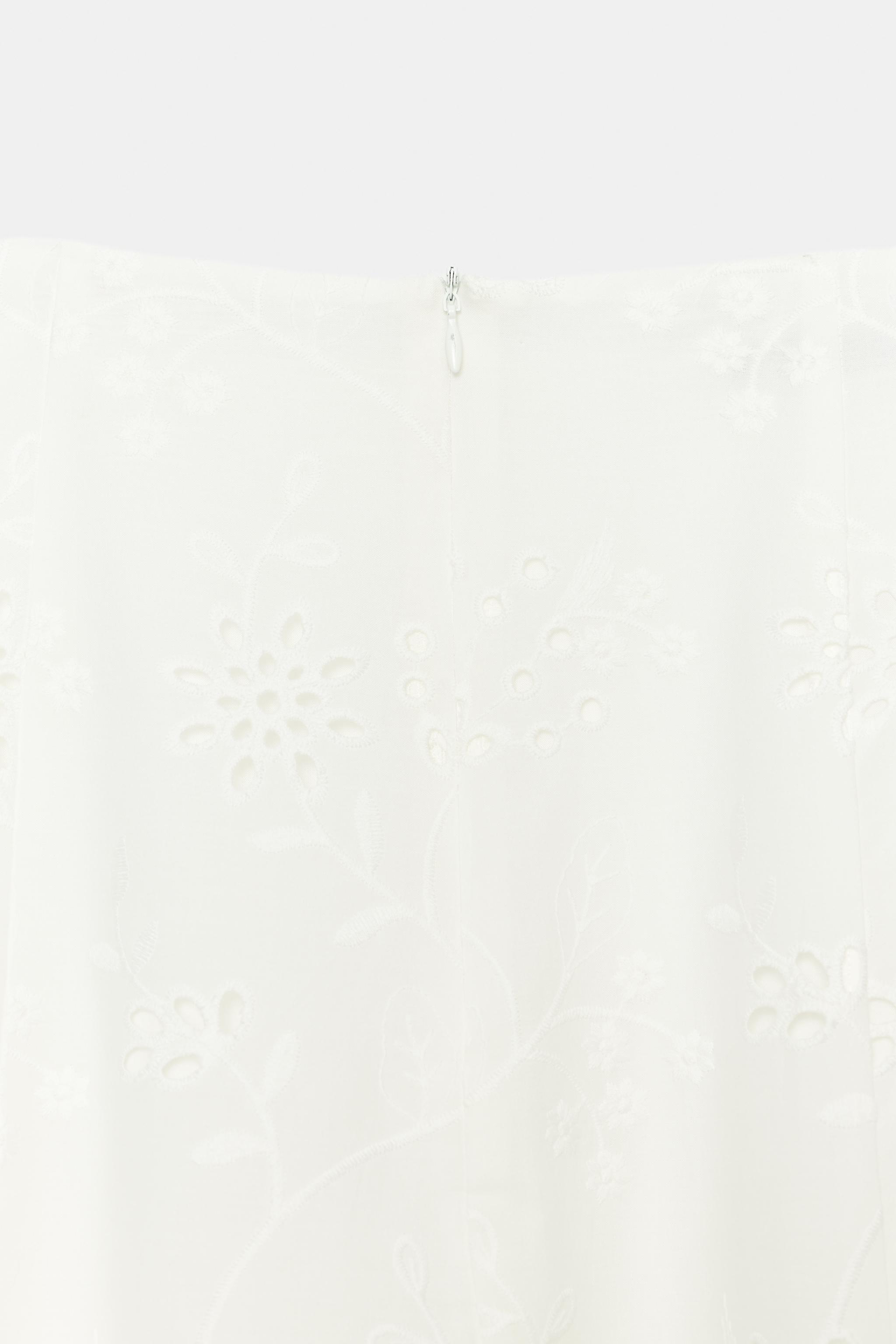 EMBROIDERED EYELET MIDI SKIRT