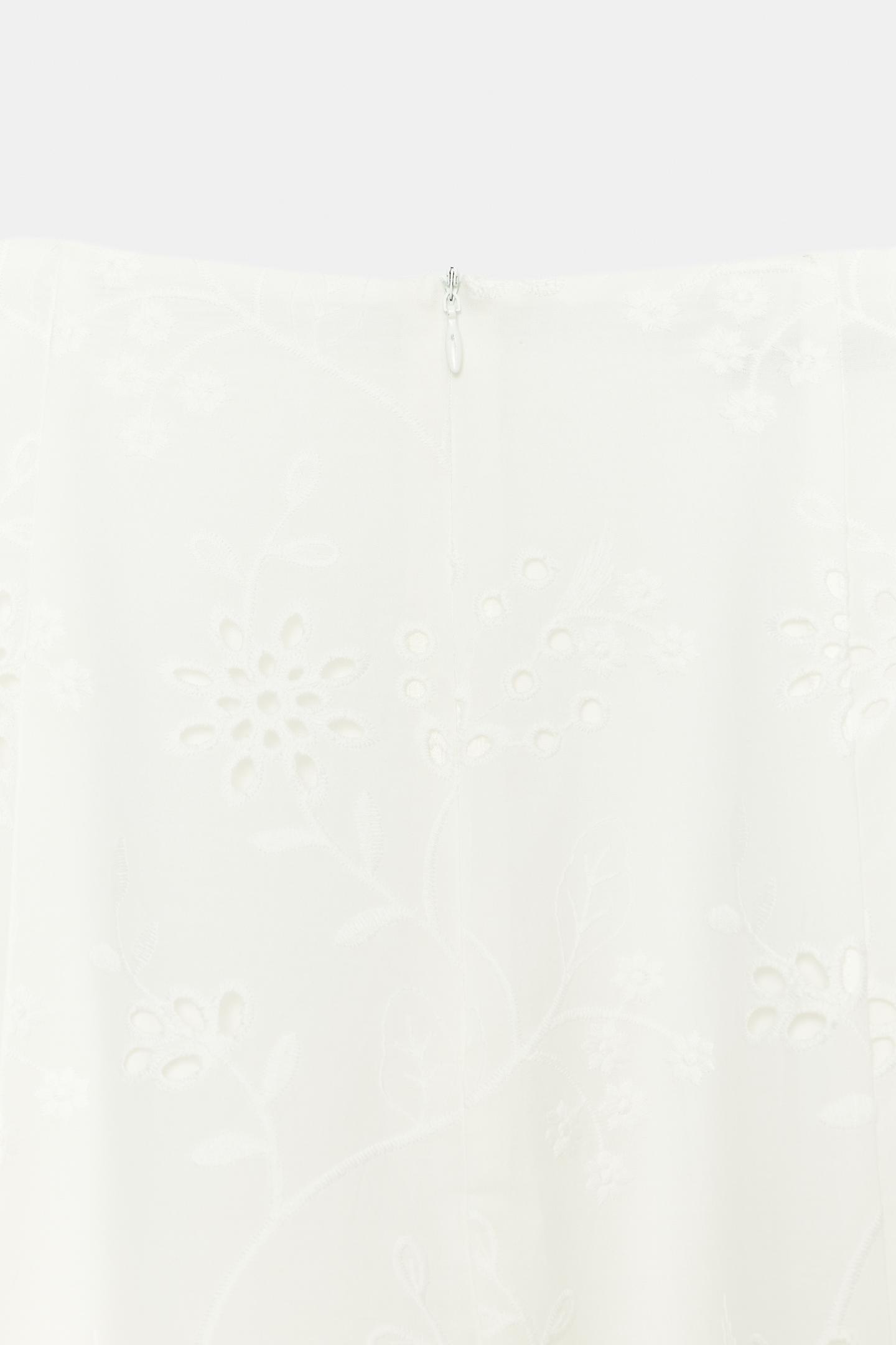 Женская юбка Zara Embroidered Eyelet MIDI, цвет: Белый — фото 9