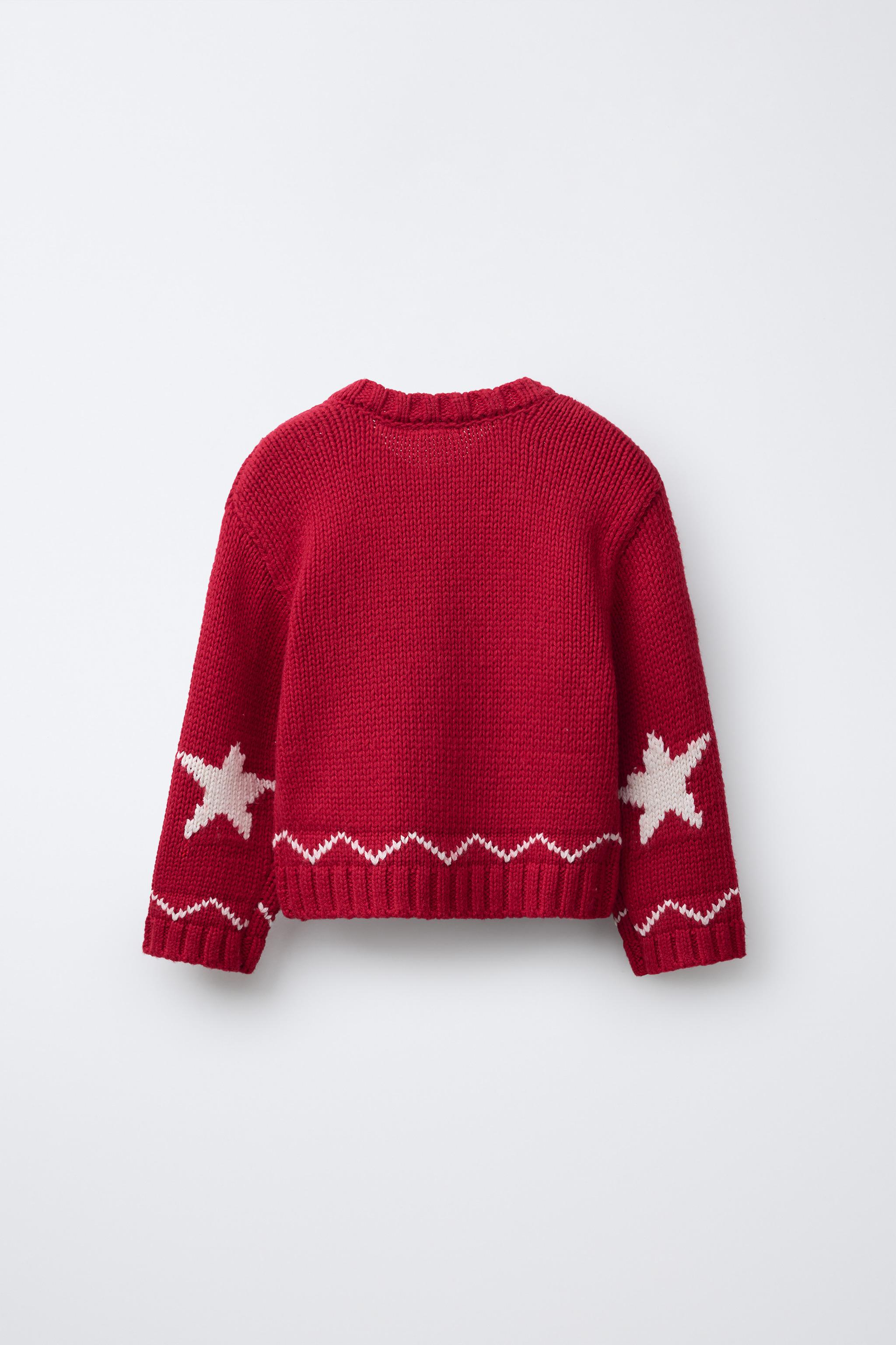 刺繍入りホースニットカーディガン - レッド | ZARA Japan / 日本