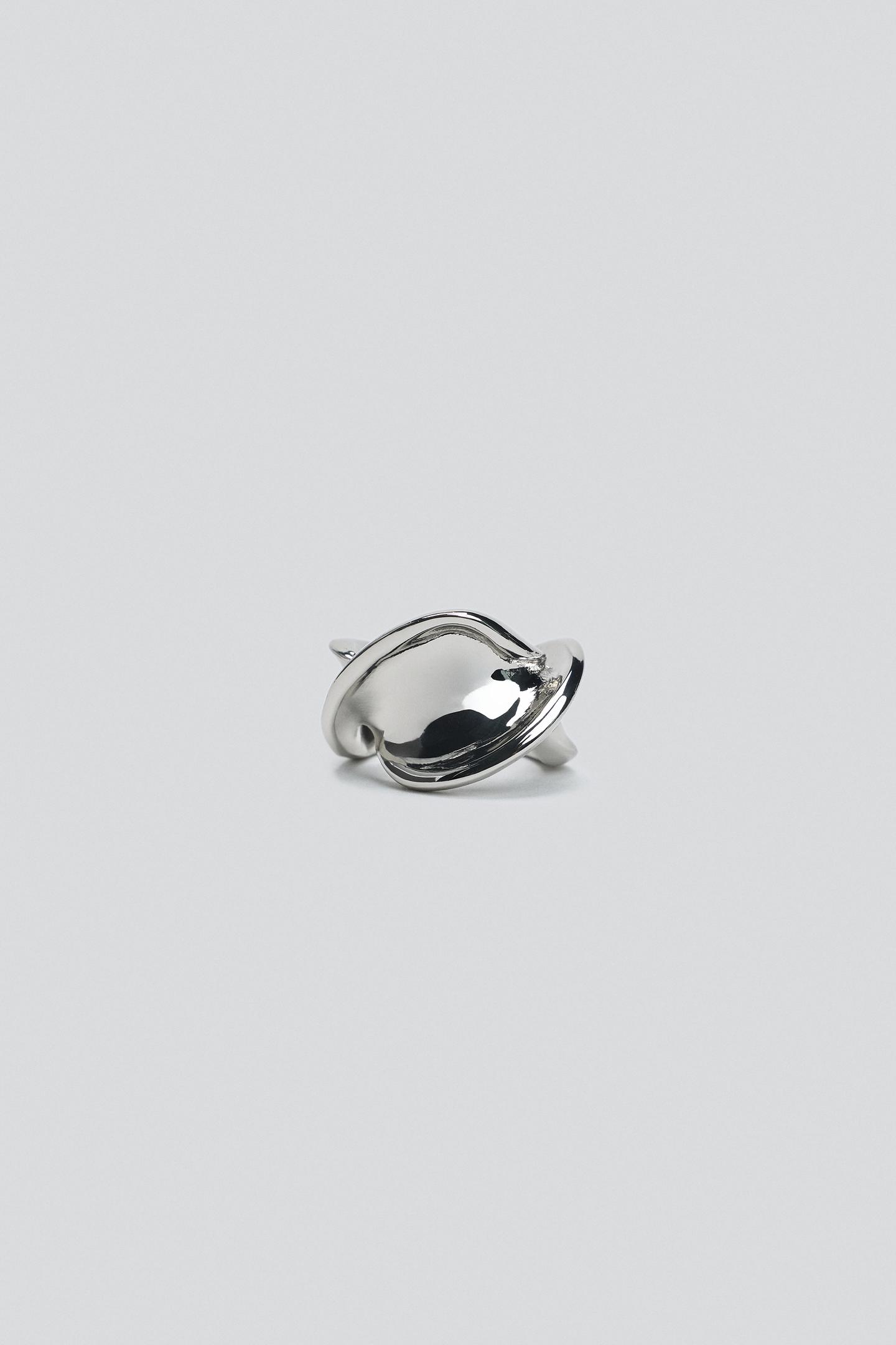 Женские кольца Zara 3-PACK OF Geometric Metal, цвет: Серебряный — фото 4